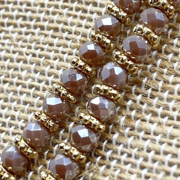 Rose Pink & Gold Beaded Long Necklace 18" - Picture 7 of 8